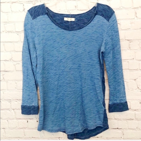 MADEWELL / blue color block baseball top jersey - Picture 5 of 7